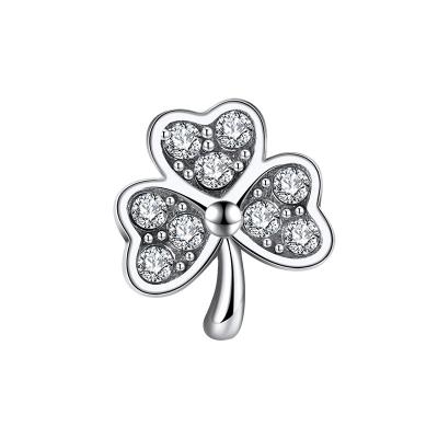 China RINNTIN CB35 Romantic Lucky Clover Charm 925 Sterling Silver Wholesale Designer Jewelry Charms For Bracelets for sale