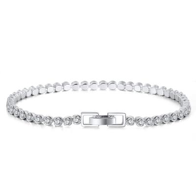 China RINNTIN SB115 FASHIONABLE 925 Silver Sterling Bezel Setting Cubic Zirconia Classic Tennis Bracelet For Women for sale