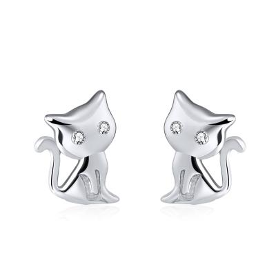 China RINNTIN SE107 925 Jewelry Genuine Hot Selling Cute Sterling Silver Cute Cat Stud Earrings for sale