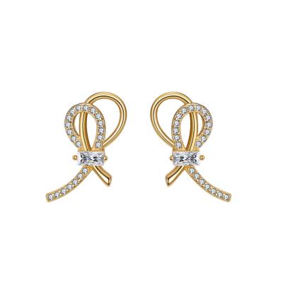 China RINNTIN SE338 TRENDY fashion classic gold color twisted silver erate 925 small stud earrings for women for sale