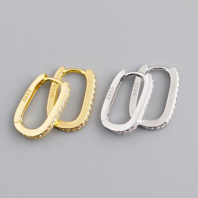 China RINNTIN APE24 APE24 925 sterling silver jewelry gold silver cheap TRENDY palted huggie earrings women for sale