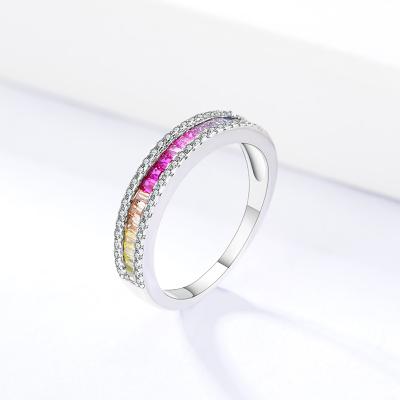 China Tasty Ring Band 925 Sterling Silver Multi Gemstone FASHIONABLE Women's Eternity Engagement Ring from RINNTIN EQR16 for sale