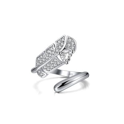 China RIINNTIN EQR02 New Arrival TRENDY Leaf Form Real 925 Sterling Silver Jewelry Wholesale Finger Ring for sale