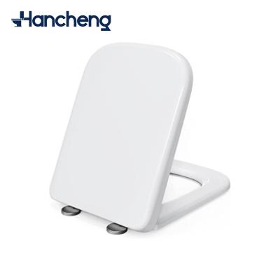 China Modern square toilet seat with quick release, simple top fixing, UF resistant antibacterial material with stainless adjustable hinges for sale