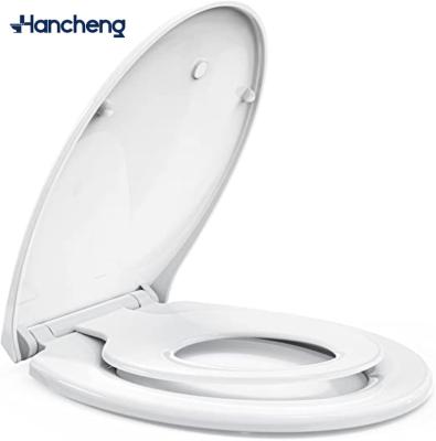 China Slow-end toilet seats toilet seat with soft close hinges, stainless steel / white for sale