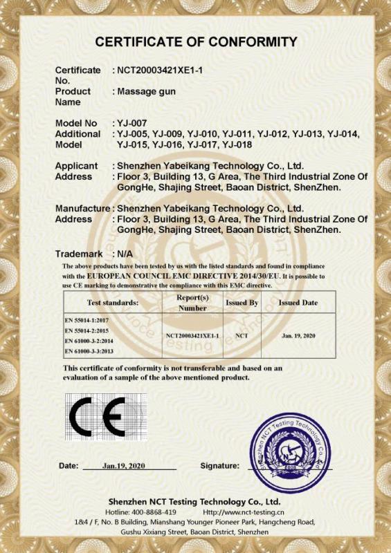 CE - Shenzhen Yabeikang Technology Co., Ltd.