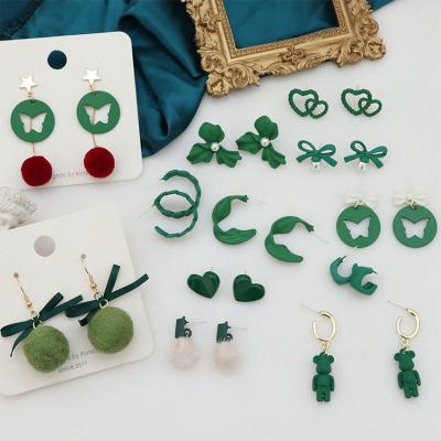 China Wholesale Green Color Circle Earrings New Designs High Quality Earrings Women Jewelry Shape Earring Women for sale