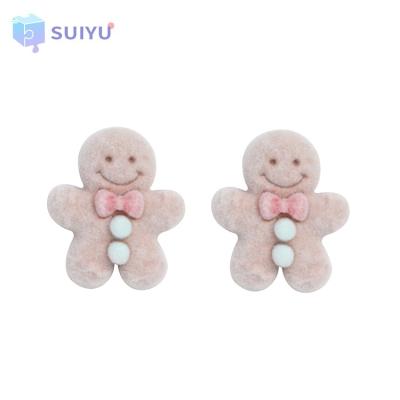 China Cute Korean Style Gingerbread Man Plush Toy Assembling 3D Cartoon Gingerbread Man Christmas Stud Earrings for sale