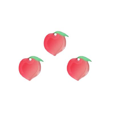 China Kawaii Cute Acrylic Peach Charms Plastic Fruit Peach Flat Beads DIY Phone Case Jewelry Making Charms for sale