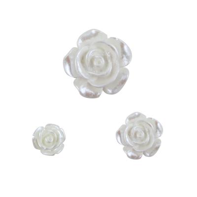 China Elegant Flatback Rose Flower Resin Spacer Beads 9mm 14mm 18mm for sale