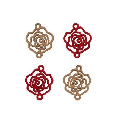 China Vintage Hollow Rose Alloy Jewelry Connector Metal Double Circle Rose Connectors for DIY Necklaces Bracelets Earrings for sale