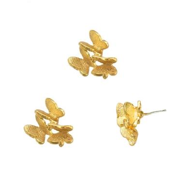 China Fashion Alloy Studs Butterfly Pin Earring Stud Earring Components With Loop For Jewelry DIY Earrings Materials for sale