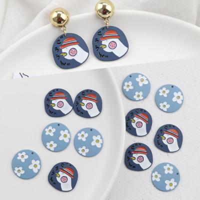 China Cute Round Kawaii Alloy Charms Spray Paint Kawaii Cartoon Image Metal Pendants Earring Drops for sale