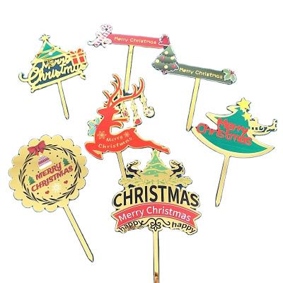 China Christmas Party Acrylic Acrylic Cake Insert Card Makers Directly For Santa Antlers Baked Dessert Cake Decoration Topper for sale