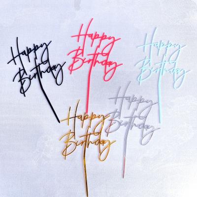 China Disposable Eco-friendly Online Shopping Acrylic Happy Birthday Party Decoration Cake Topper for sale