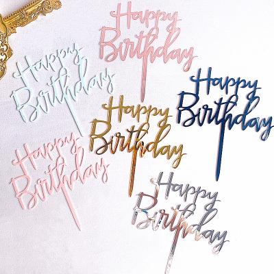 China 2020 Eco-friendly Acrylic Custom Happy Birthday Cake Topper Party Decoration Disposable Acrylic Wedding Cake Toppers Party Decorations for sale