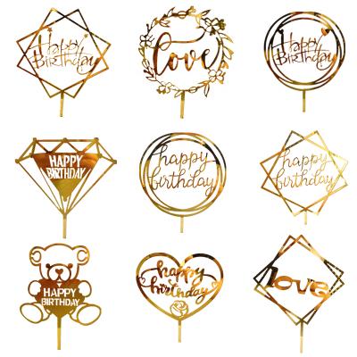 China Professional Custom Eco-Friendly Disposable Eco-Friendly Personalized Wedding Acrylic Happy Birthday Cake Topper Happy Birthday Sign Cake Topper for sale