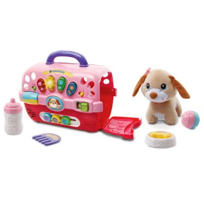 China Electric Beibei dog pet box play house toy puppy toys simulation girl plush dog gifts animal musical cage baby for sale