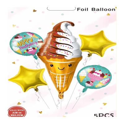 China Festival Decoration Package Foil Balloon Supplier Soft Ice Cream Cake Foil Balloon Food Helium Foil Balloon Set For Party Birthday Decorations for sale