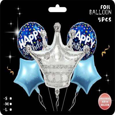 China Festival Decoration Pack 5 Pcs Crown Foil Balloon Set Birthday Party Decoration Balloons Amazon Crown Foil Balloon Bestselling Bouquet for sale