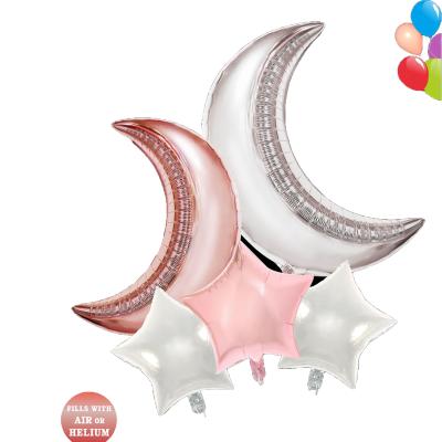 China Festival Decoration Package Star Moon Foil Balloon Birthday Party Decoration Wedding Supplies 18inch 36inch Star Moon Foil Balloon Bouquet for sale