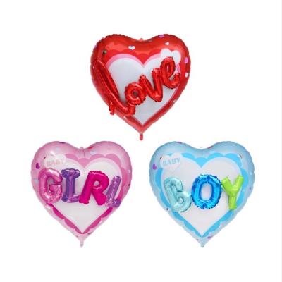 China Hot Sale Party Boy Girl Party Decoration 36 Inch Inflatable Heart Shaped Helium Foil Balloon for sale