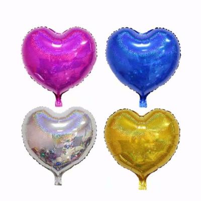 China Festival Decoration Selection 18 Inch Love Laser Shiny Gradient Balloons Inflatable Foil Balloon Valentines Day Wedding Birthday Party for sale