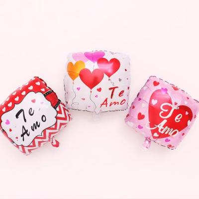 China New arrival18inch festival decoration spanish love foil balloon square shape pick for valentine's day party decoration for sale