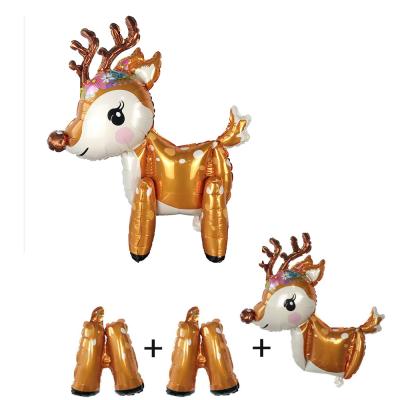 China Wholesale 3D Stereoscopic Festival Decoration Package Gather Deer To Foil Foil Balloon Deer Foil Balloon For Kids Party Decorations for sale