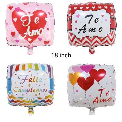 China Hotsale festival decoration selection 18 inch TE AMO square foil balloon for Valentine's Day/happy birthday/wedding party decoration for sale