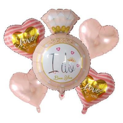 China Festival Decoration Pick 5pcs Foil Balloon Set Me Make Ring Balloon Set Heart Balloon Te Amo I Love You For Wedding Valentine's Day Party Decor Supplies for sale