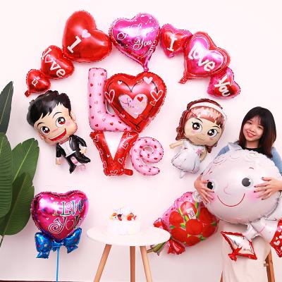 China Wholesale Festival Decoration Bundle 24inch Red/Rose Red Heart With Bowknot Party Aluminum Foil Balloon Decoration for sale