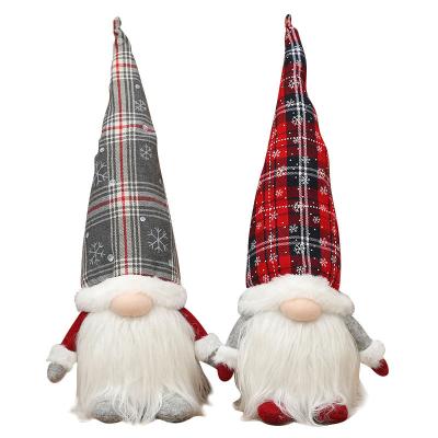 China Fabric + Cotton + PP Gravel Christmas Light Gnome Santa Tomte Plush Gnome Red and Gray Swedish Hanging Ornaments with LED Lights for Christmas Decoration for sale