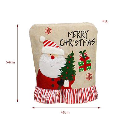 China New Christmas Santa Snowman Linen Chair Cover Christmas Fabric Chair Covers Table Decoration for sale