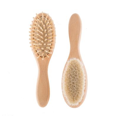 China Cushion Newborn Gift Set Natural Wooden Baby Hair Brush And Comb 2Pcs/Set for sale