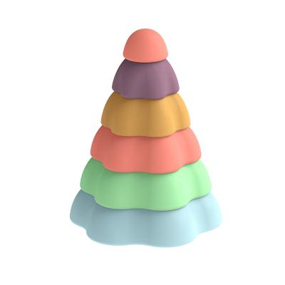 China 100%food Grade Silicone Teether 2021 New Hot Wholesale Non-Toxic Color Cognitive Silicone Educational Toys Bpa Free Flower Silicone Building Block Of Baby Toys for sale