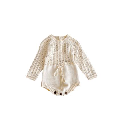 China One-Piece Baby Girl Romper INS Crochet Baby Clothing Hollow Waist Romper Triangle Pet Long Sleeve Eco-Friendly Bag Eco-Friendly for sale