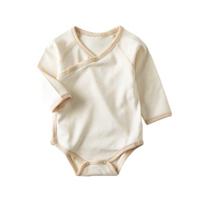 China Amazon Hot Selling Eco-Friendly Newborn Baby Boy and Girl Long Sleeve Clothes Organic Cotton Hip-fitting Side-breasted Clothing for sale