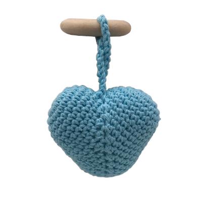 China NEW Designer Eco-Friendly Wooden Baby Molar Teethers Manual Knitted Toys For Newborns Color Crochet Love Shape Toys Crochet Baby Toy for sale