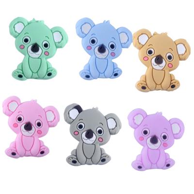 China 2021Hot Sale Amazon Silicone Teether 100%food grade Silicone Teether Food Grade Silicone Koala Teether Beads Bulk Baby Koala Silicone Teether Molar Ball Beads for sale