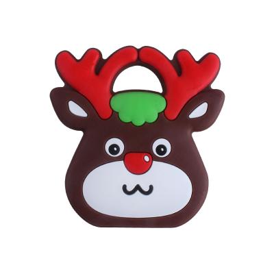 China 100%food grade new Silicone Amazon BPA Free Fast Delivery Silicone Christmas Ornament Reindeer Teether Baby Teether for sale