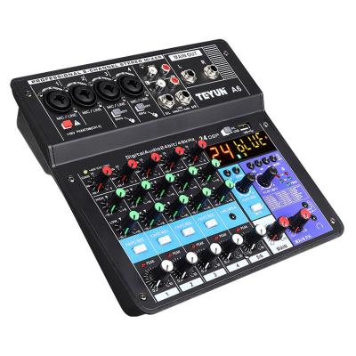 China Perfect Sound Factory Direct Supply Professional Made Disco Plastic Professional Metal A6 Digital Audio Mixer for sale