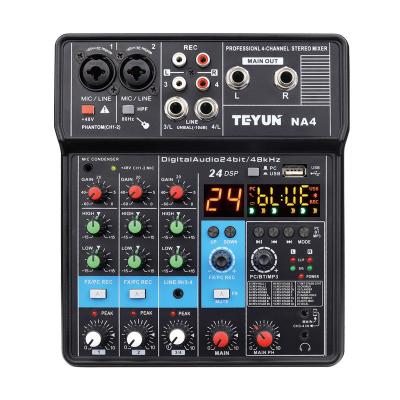 China TEYUN Wireless NA4 Customized 4-Channel Small Mixer Mobile Phone Computer Microphone K-song Live Broadcast Microphone Digital Recorder for sale