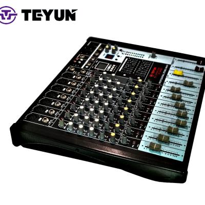 China Game Visual Professional Front Level TEYUN Mixer Microphone Stage Karaoke Audio DJ Pure Reverb Equipment Mixer for sale