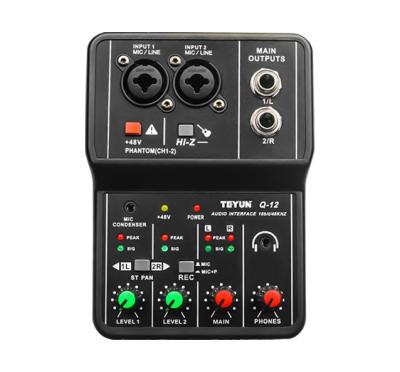 China TEYUN 2022 New Mini Professional Mini Stage Pro 2 Channel Recording USB Pro Audio Mixer 48v Sound Card For PC for sale