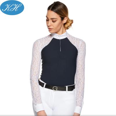 China Best Selling Breathable And Lightweight Show Shirt Rider For Women Equestrian Riding Lace Custom Show Shirt for sale