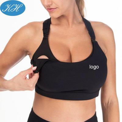 China Acitve Breathable Custom Women Wear Nylon Spandex Nursing Bra Black Nursing Bra Sports Maternity Bra for sale