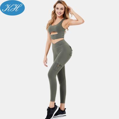 China Breathable Woman Sports Bra Nylon And Spandex Sports Pants For Women Yoga Wear Set Women for sale