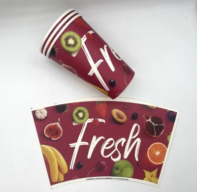 China Disposable PE Coated Flexo Printing Paper Cup Fan for Disposable Paper Cup Food Grade Customized Logo for sale