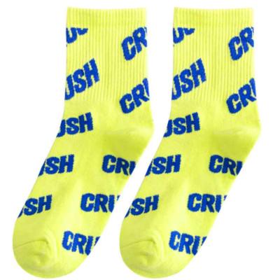 China Viable Fashion Sports Men Bangs Women Wholesale Full Logo Custom Cotton Socks for sale